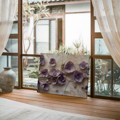 Tablou Canvas flori lila texturate romantice in stil realist | The Print Studio