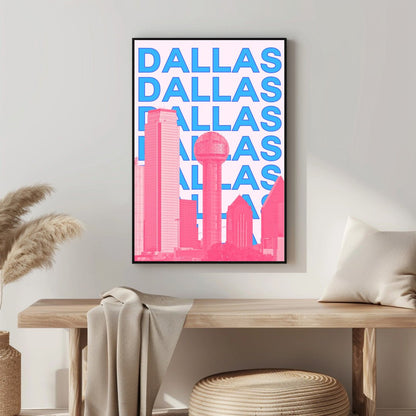 Tablou Canvas skyline Dallas in vibratie pop-art | The Print Studio