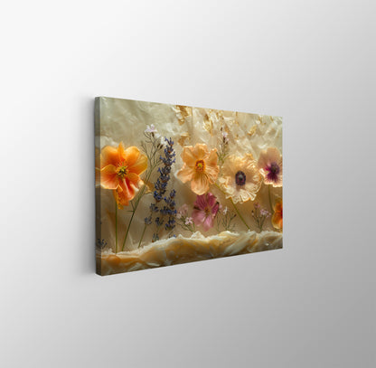 Tablou Canvas flori de camp vibrante pe fundal de lavanda | The Print Studio