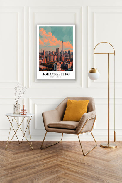 Tablou Canvas Print Johannesburg zgarie-nori cer senin stil ilustrativ