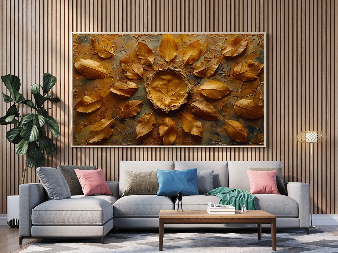 Tablou Canvas frunze tomnatice cu textura naturala abstracta | The Print Studio