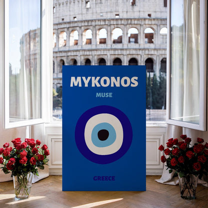 Tablou Canvas ochi albastru Mykonos privire misterioasa | The Print Studio