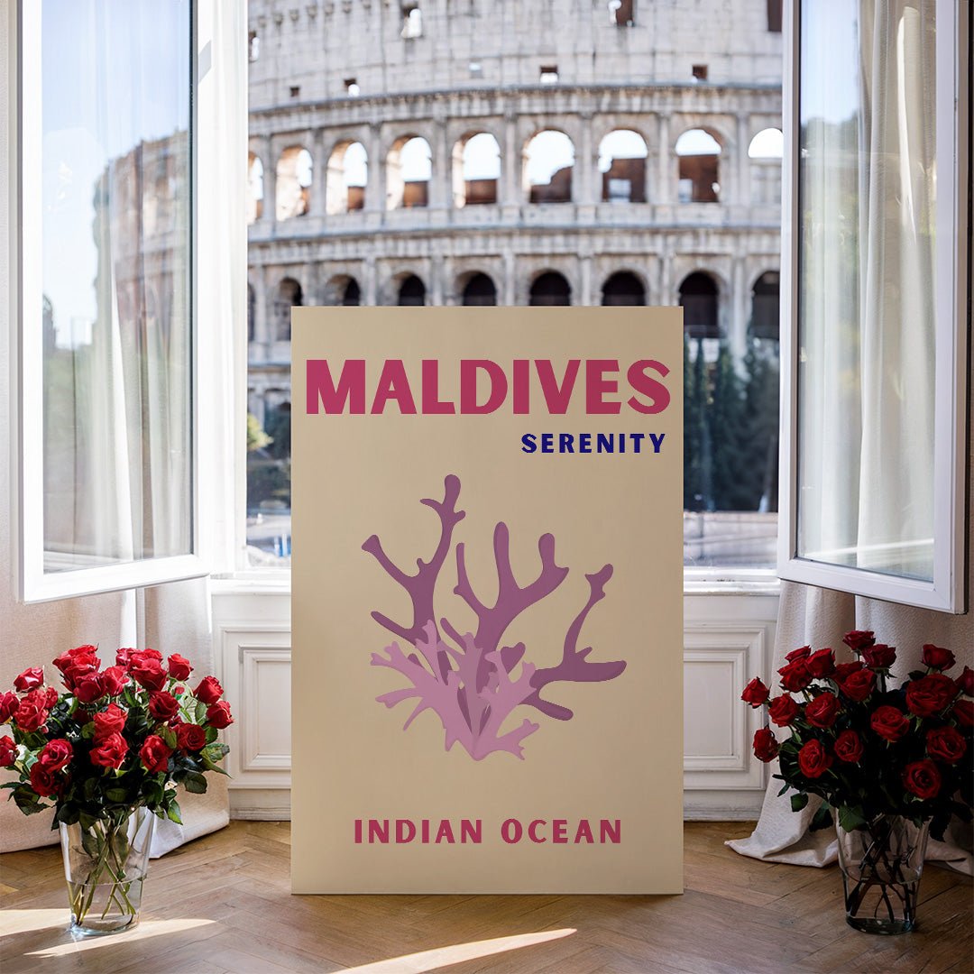 Tablou Canvas Print corali lila Maldive serenitate, stil minimalist