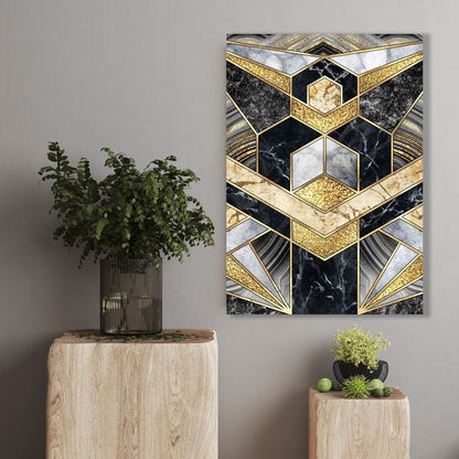 Tablou Canvas Black & Gold Geometric Art Deco Unic