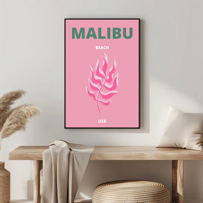 Tablou Canvas plaja Malibu roz pastel in stil minimalist | The Print Studio