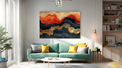 Tablou Canvas Munte Abstract in Albastru, Rosu si Galben Vibrant | The Print Studio