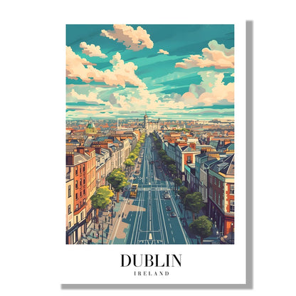 Tablou Canvas Print Dublin cer albastru si nori pufosi stil artistic