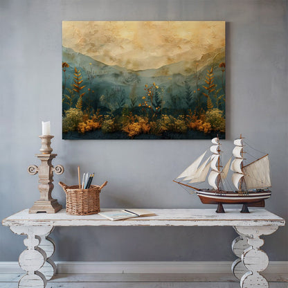 Tablou Canvas camp verde cu flori naturale in stil abstract | The Print Studio