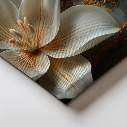 Tablou Canvas floare eleganta pe fundal abstract de marmura | The Print Studio