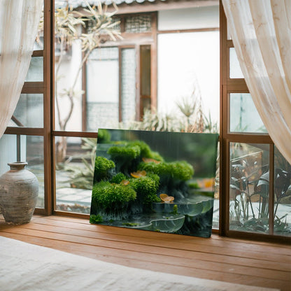 Tablou Canvas muschi vibrant si picaturi de roua naturala | The Print Studio