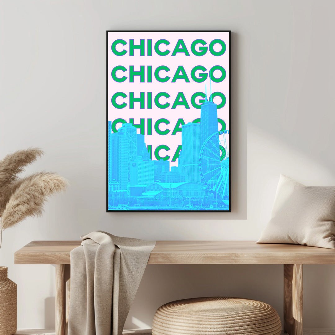 Tablou Canvas skyline Chicago vibrant stil pop-art | The Print Studio