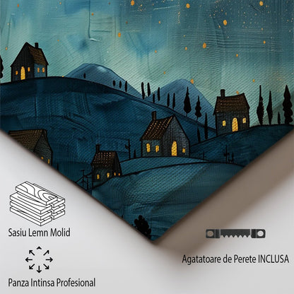 Tablou Canvas luna plina scaldata in luminile colinelor | The Print Studio