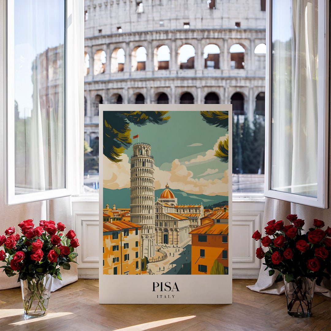 Tablou Canvas Print Pisa Turn inclinat cer luminos stil retro