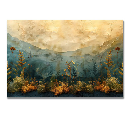 Tablou Canvas camp verde cu flori naturale in stil abstract | The Print Studio