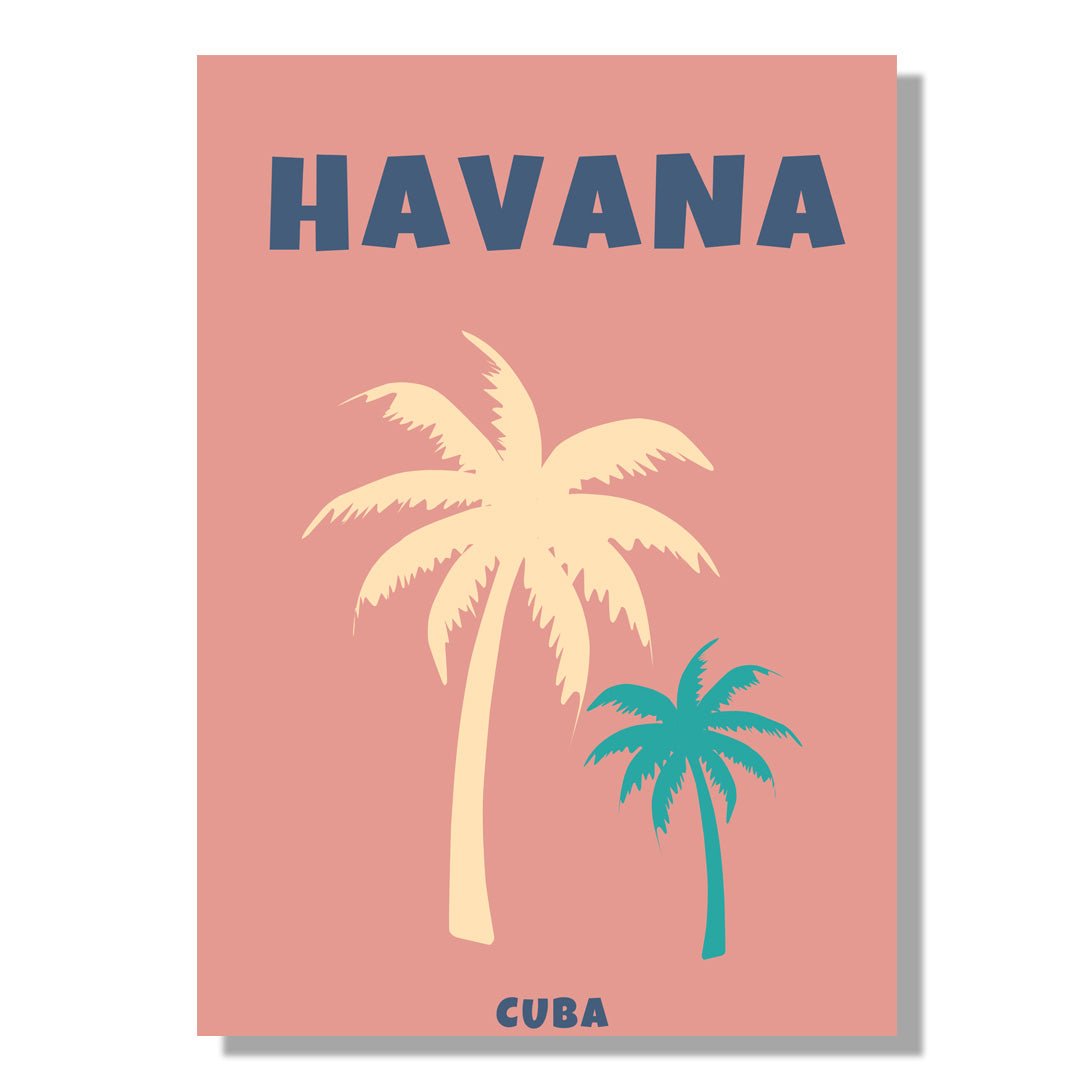 Tablou Canvas palmieri roz in stil minimalist Havana Cuba | The Print Studio