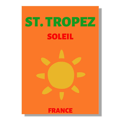 Tablou Canvas soare vibrant peste peisaj St. Tropez minimalist | The Print Studio