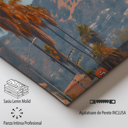 Tablou Canvas Los Angeles palmieri pe strada aglomerata retro | The Print Studio