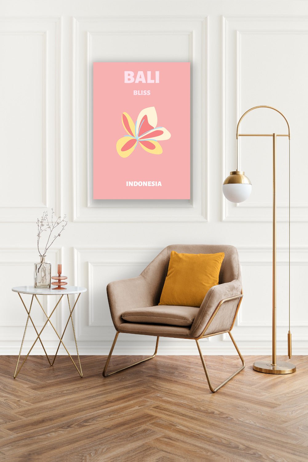 Tablou Canvas fluture vibrant in stil minimalist Bali | The Print Studio