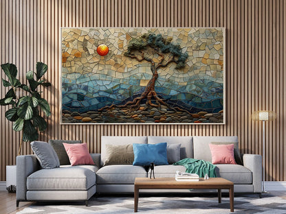 Tablou Canvas arbore mozaic vibrant in peisaj abstract | The Print Studio