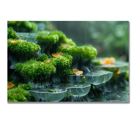 Tablou Canvas muschi vibrant si picaturi de roua naturala | The Print Studio