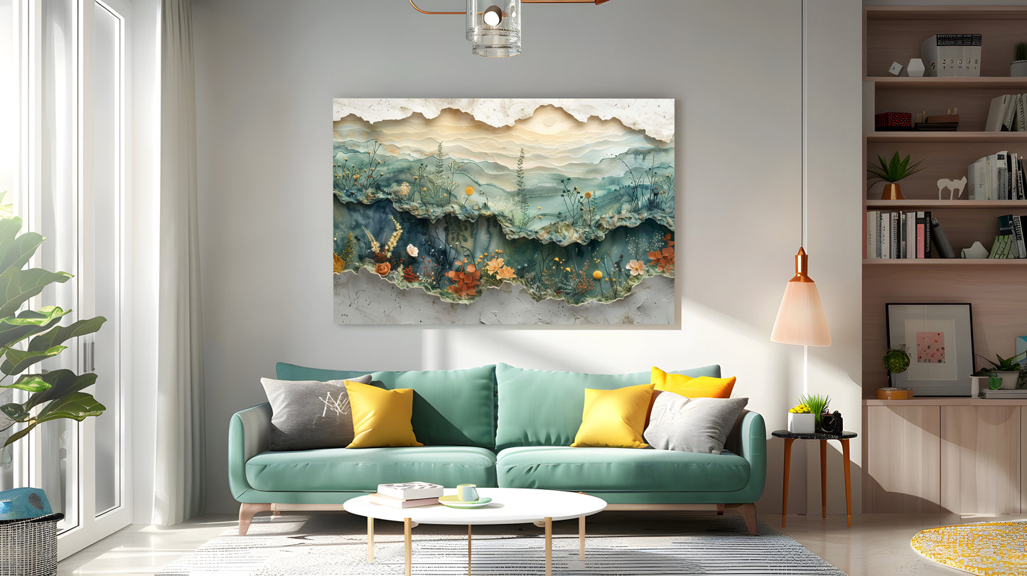 Tablou Canvas flori pastel abstracte in linii naturale | The Print Studio