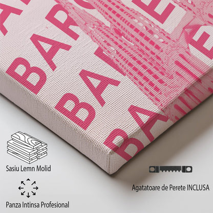 Tablou Canvas catedrala Barcelona roz stil modern vibrant | The Print Studio