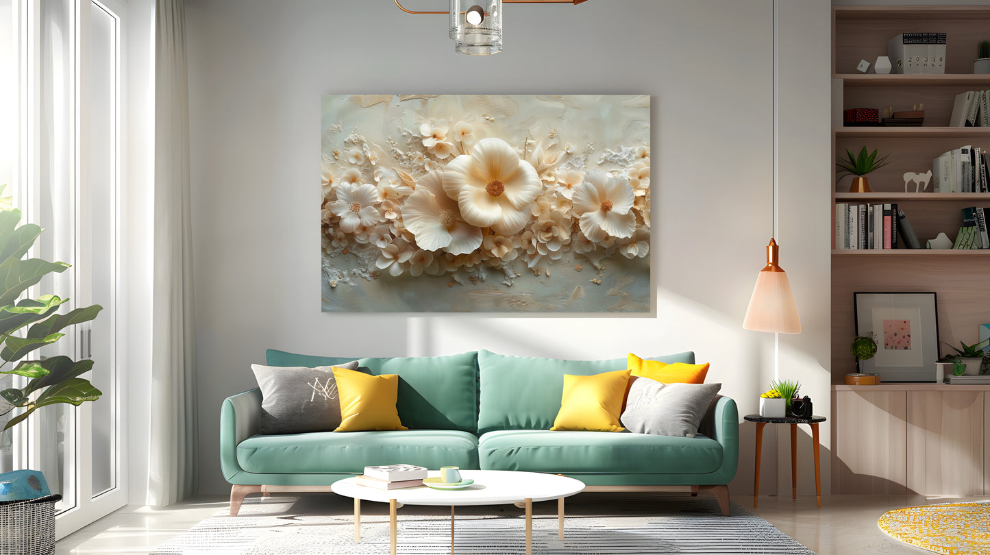 Tablou Canvas flori bej delicate, aranjament floral elegant | The Print Studio