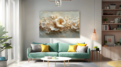 Tablou Canvas flori bej delicate, aranjament floral elegant | The Print Studio