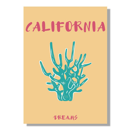 Tablou Canvas California coral turcoaz vis minimalist | The Print Studio