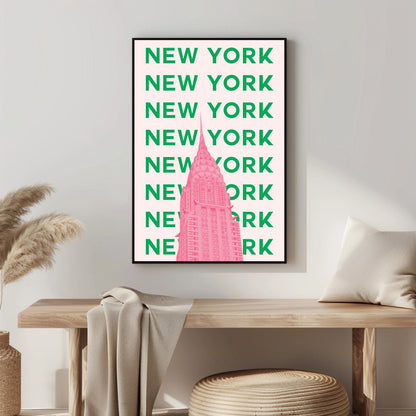 Tablou Canvas text vertical New York oras iconic in stil pop art | The Print Studio