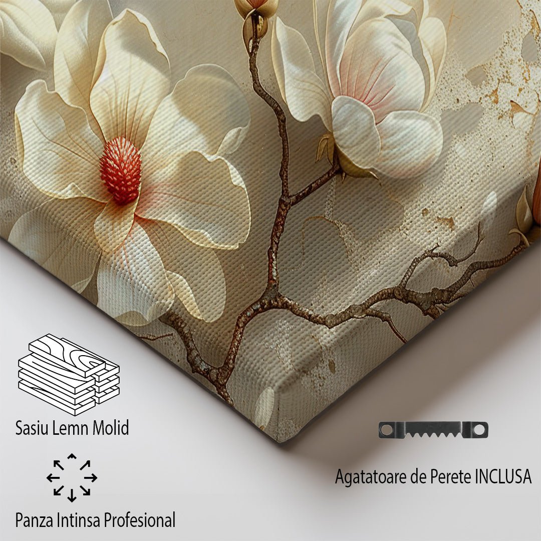 Tablou Canvas magnolii delicate pe ramuri in stil realist | The Print Studio