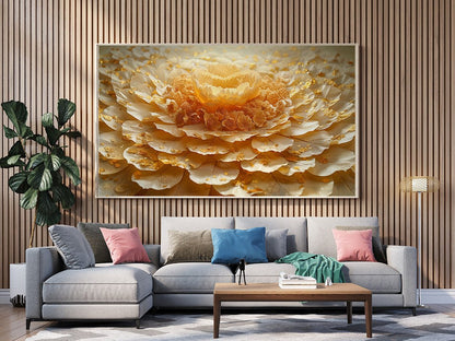 Tablou Canvas Floare Aurie cu Petale Elegante si Abstracte | The Print Studio