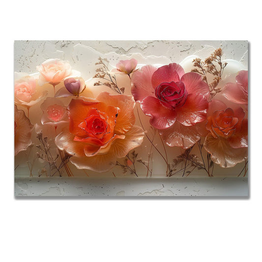 Tablou Canvas flori delicate trandafiri in nuante calde si aspect modern | The Print Studio