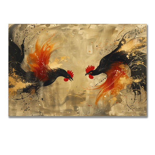 Tablou Canvas energie dinamica in lupta cocosilor vibrant | The Print Studio