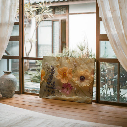 Tablou Canvas flori de camp vibrante pe fundal de lavanda | The Print Studio