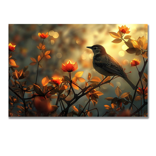 Tablou Canvas pasare delicata printre flori si ramuri de primavara | The Print Studio