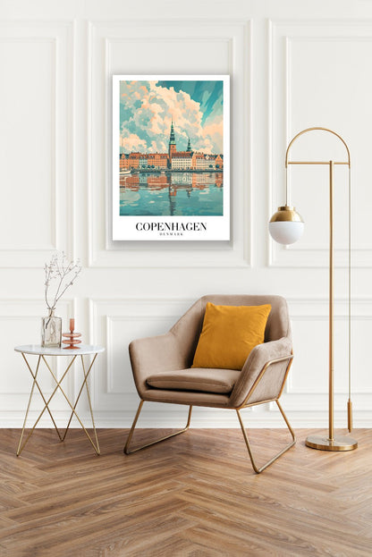 Tablou Canvas Print orizont Copenhaga, nori picturali, stil abstract