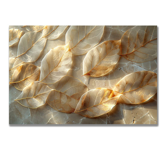 Tablou Canvas Frunze Aurii Stralucitoare Eleganta Naturala | The Print Studio