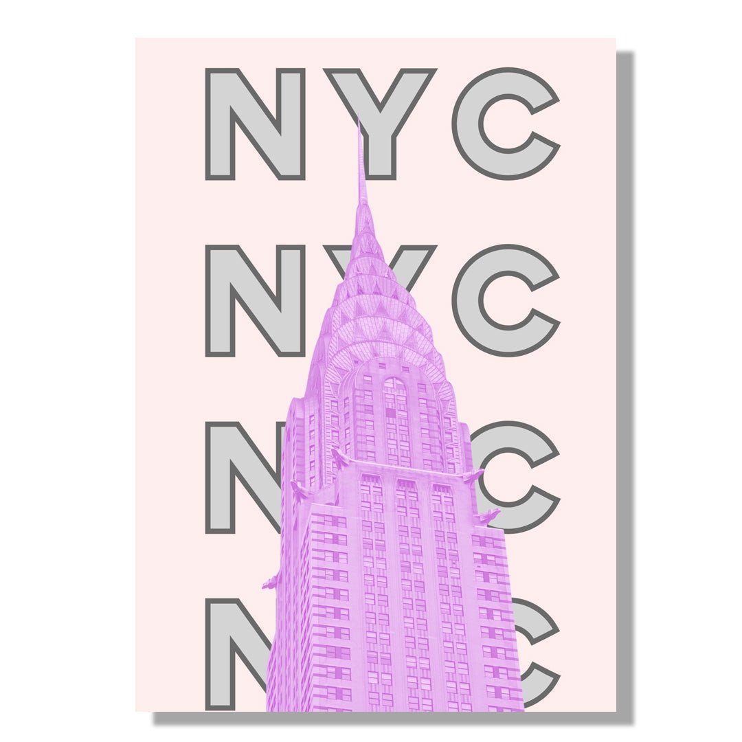 Tablou Canvas Print Chrysler roz NYC litere, stil modern