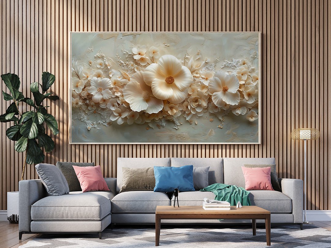 Tablou Canvas flori bej delicate, aranjament floral elegant | The Print Studio