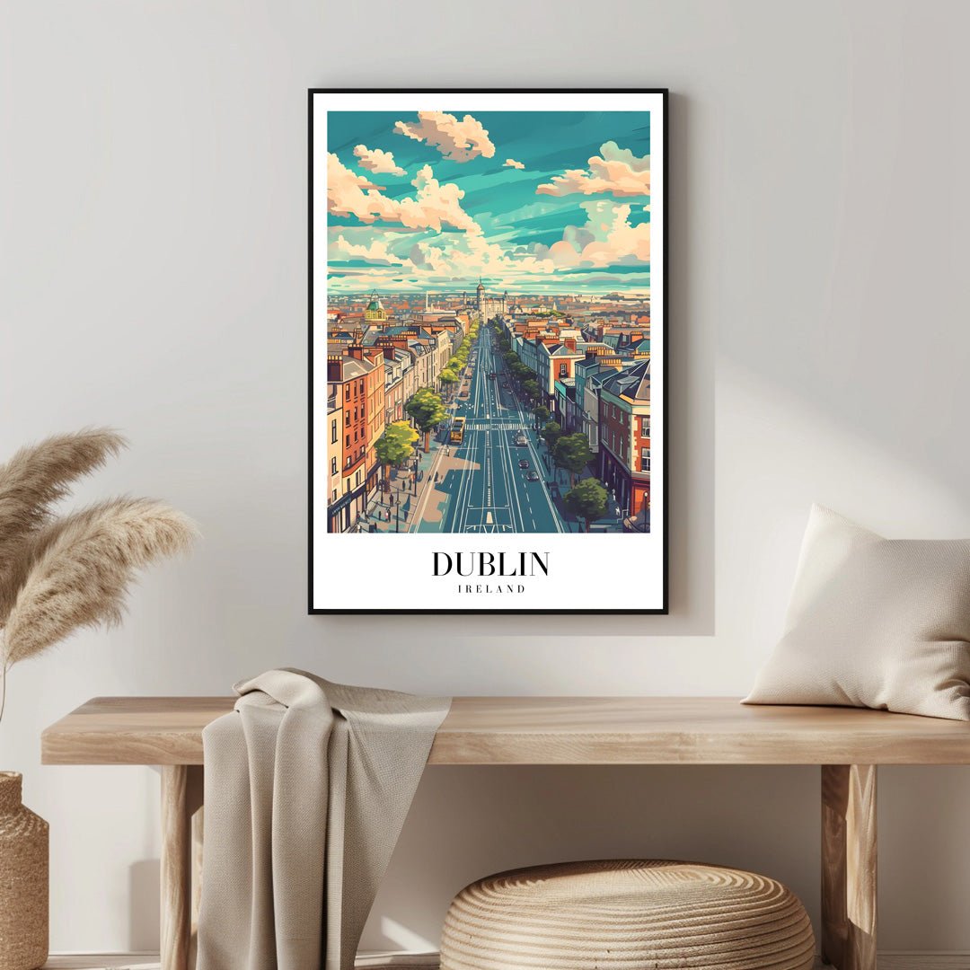 Tablou Canvas Print Dublin cer albastru si nori pufosi stil artistic