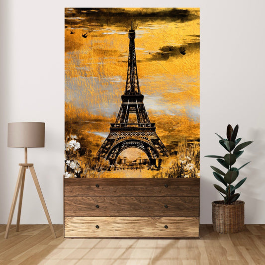 Tablou Canvas Black & Gold Turnul Eiffel Atmosferă Artistică Unică