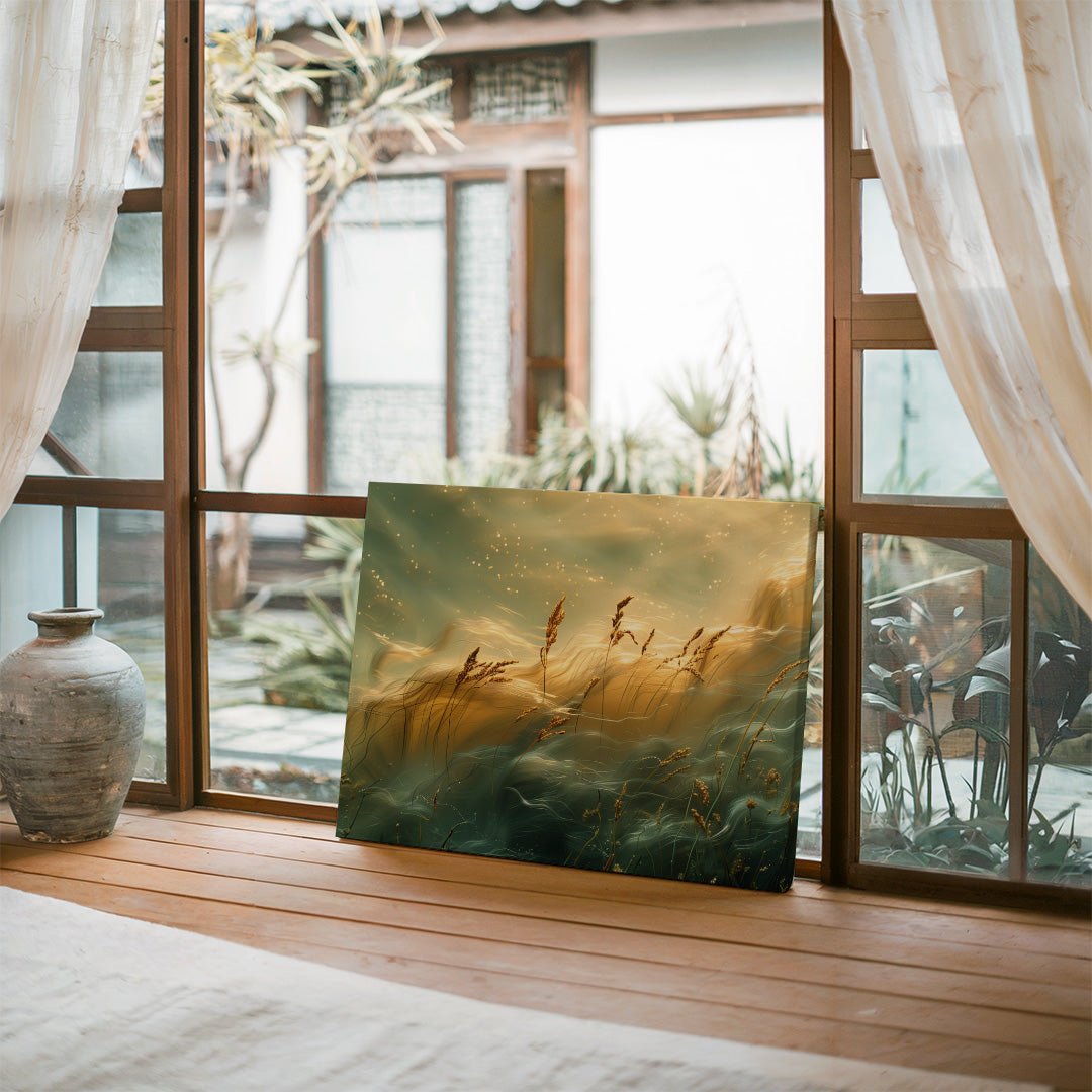 Tablou Canvas camp auriu scalda in lumina calda | The Print Studio