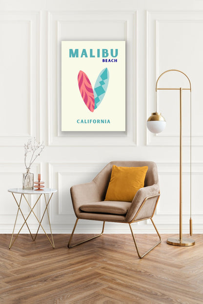 Tablou Canvas surf retro plaja Malibu stil minimalistic | The Print Studio