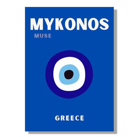 Tablou Canvas Grecia albastru alb minimalist si mistic | The Print Studio