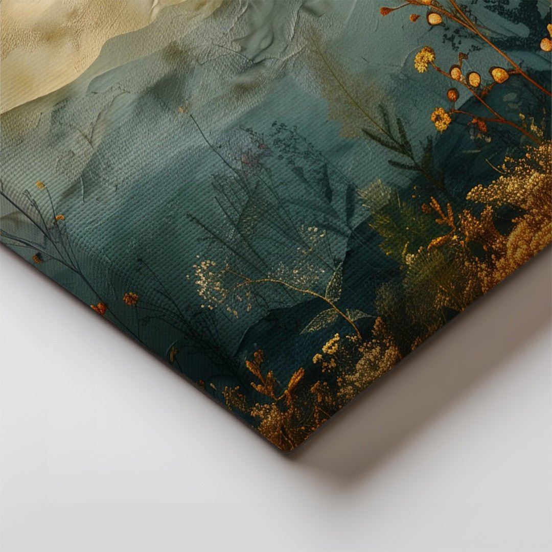 Tablou Canvas camp verde cu flori naturale in stil abstract | The Print Studio