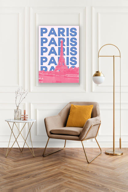 Tablou Canvas Turn Eiffel Paris in culori vibrante pop-art | The Print Studio