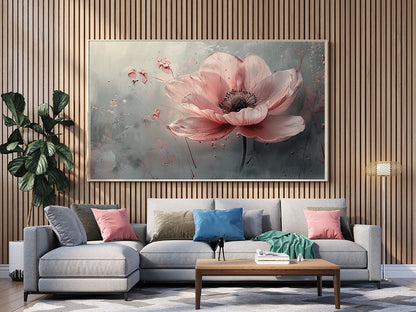 Tablou Canvas Floare Roz diafana in stil abstract modern | The Print Studio