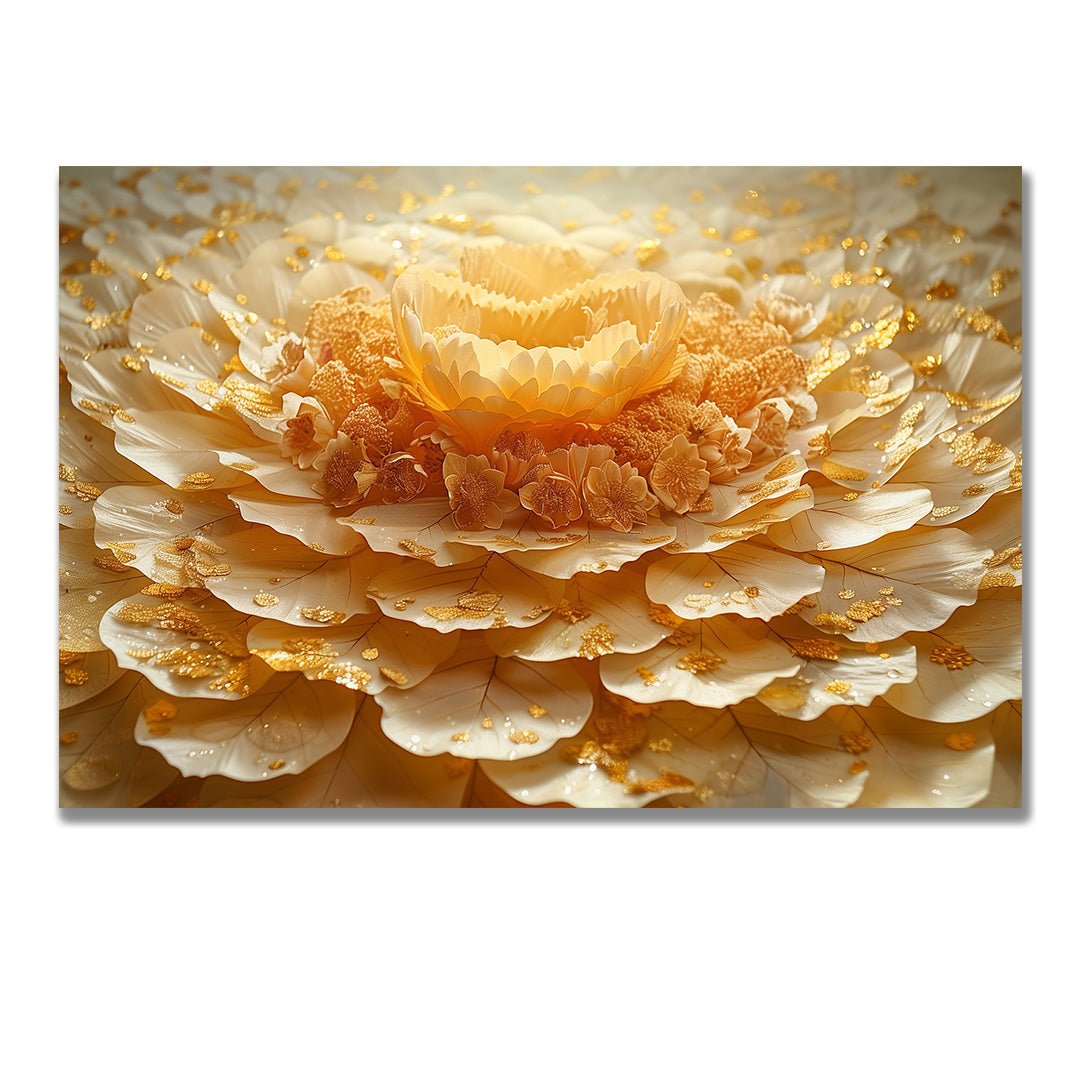 Tablou Canvas Floare Aurie cu Petale Elegante si Abstracte | The Print Studio