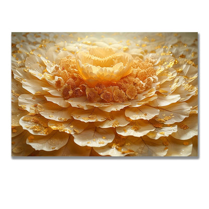 Tablou Canvas Floare Aurie cu Petale Elegante si Abstracte | The Print Studio